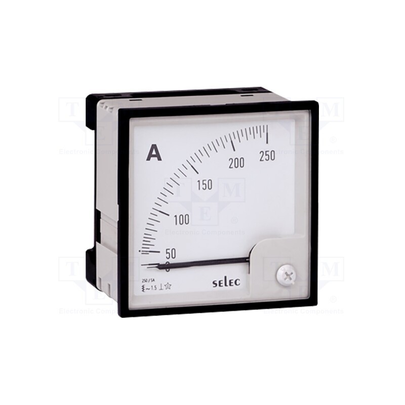 1 pcs x SELEC - AM-I-3-5-CE - Ammeter, on panel, Class: 1.5, 50÷60Hz, Features: 90°, 96x96x68mm