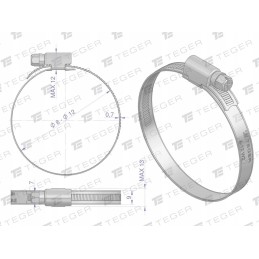 Clamping band 8 12 worm clamp W2 steel