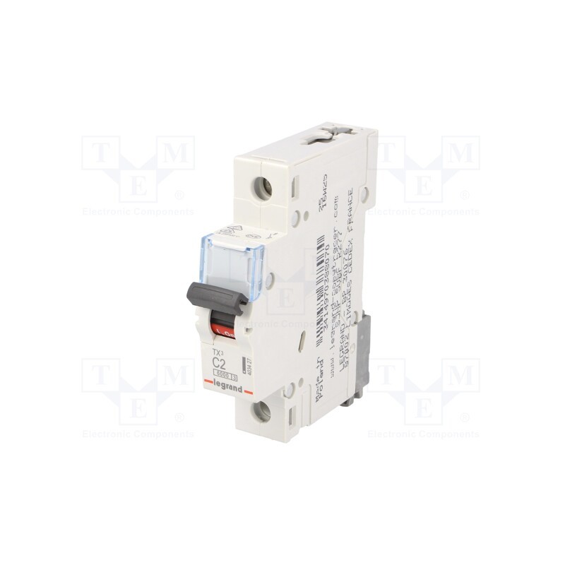 1 pcs x LEGRAND - S 301 C2 TX - Circuit breaker, 230VAC, Inom: 2A, Poles: 1, for DIN rail mounting