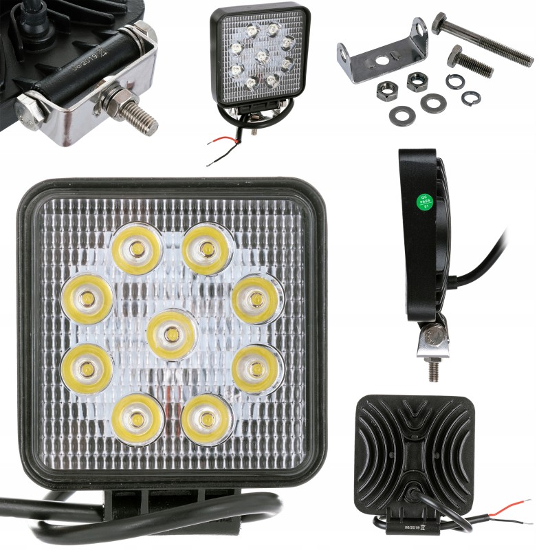 LED work lamp 27w 12v 24v 2100lm 9 led tractor