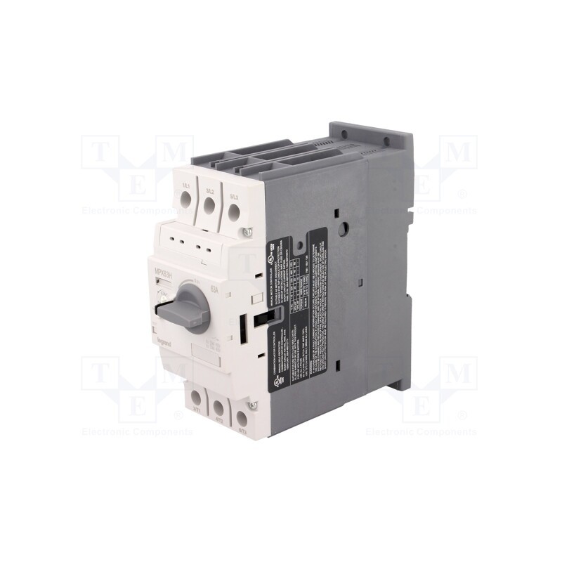 1 pcs x LEGRAND - MPX3 63H 45-63A - Motor breaker, 30kW, 230÷690VAC, for DIN rail mounting, IP20