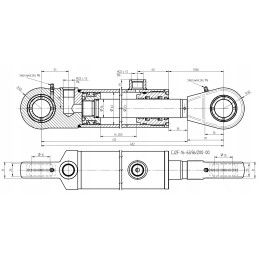 Hydraulic cylinder actuator 63x36 stroke 200 valve 3 8