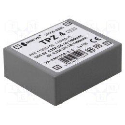 1 pcs x BREVE TUFVASSONS - TPZ4/2*115/2*6V - Transformer: mains, 4VA, 115VAC,230VAC, 6V, 6V, PCB, IP00