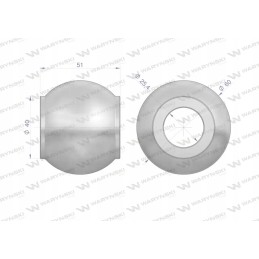 Top connector ball, hardened, category 2 3 60x25x51