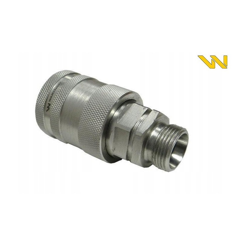 Hydraulic quick connector, M22x1 socket, 5 stainless steel thread