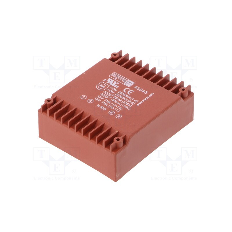 1 pcs x MYRRA - 45045 - Transformer: encapsulated, 14VA, 115VAC,230VAC, 12V, 12V, 583mA