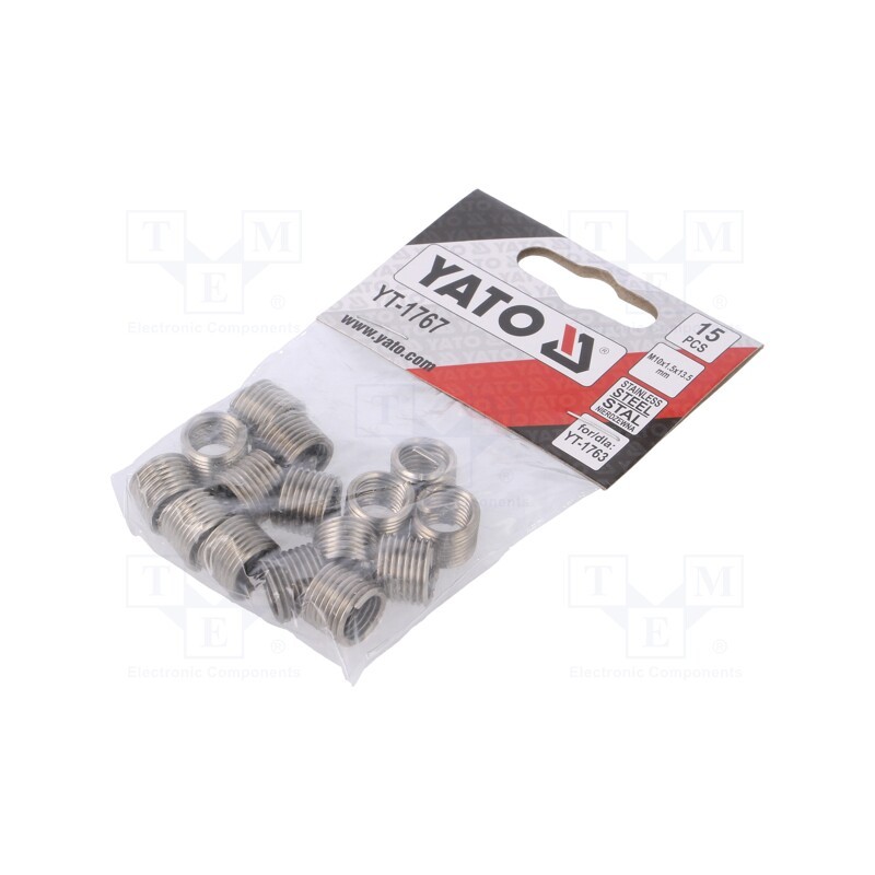 1 pcg x YATO - YT-1767 - Threaded insert, stainless steel, M10, Pitch: 1.5, 15pcs.