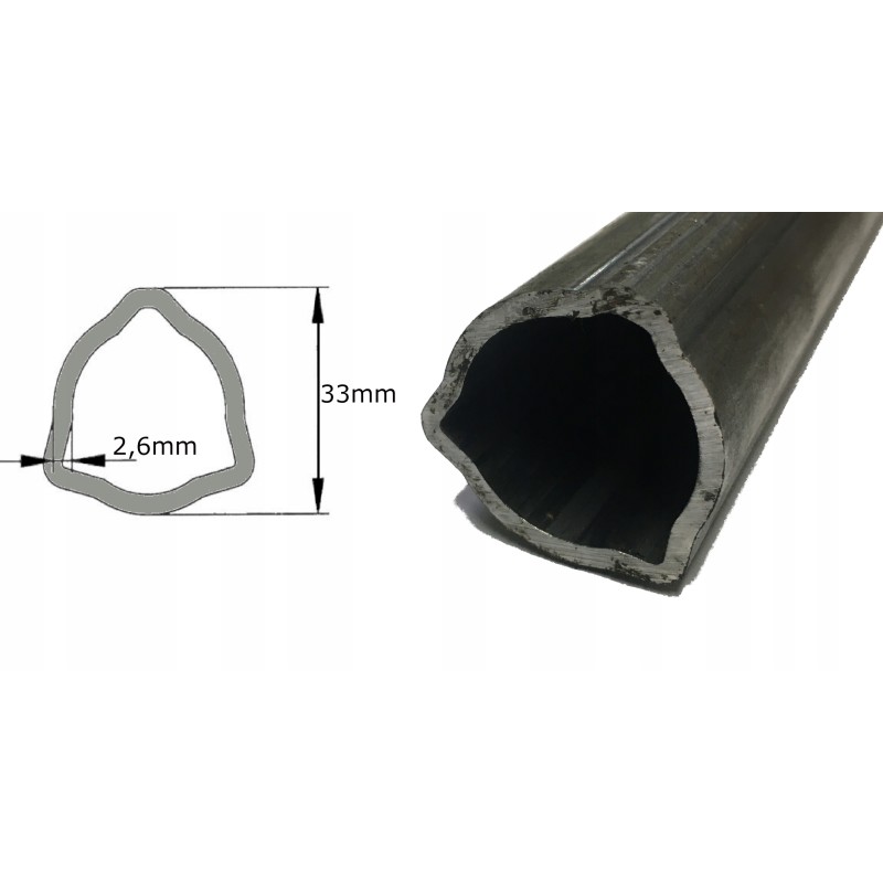 PTO shaft pipe, profiled triangle, 33x2 6mm, 1m