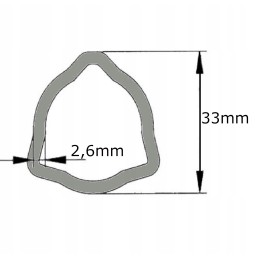 PTO shaft pipe, profiled triangle, 33x2 6mm, 1m