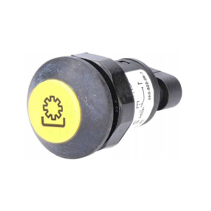 PTO shaft push button switch, round, yellow