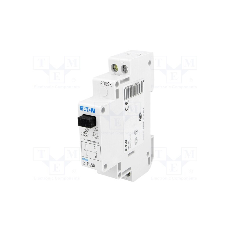 1 pcs x EATON ELECTRIC - Z-PU/SO - Module: pushbutton switch, 250VAC, 16A, IP40, 17.5x90x60mm, Z-PU