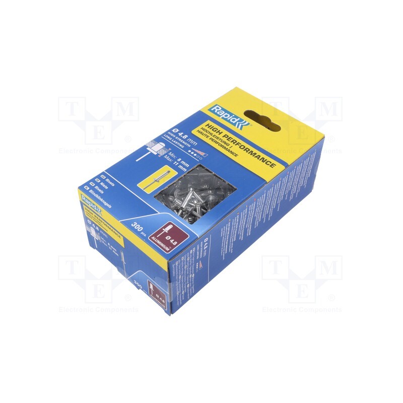 1 pcg x RAPID - 5001437 - Rivet, aluminium, Rivet diam: 4.8mm, L.rivet: 14mm, 300pcs.