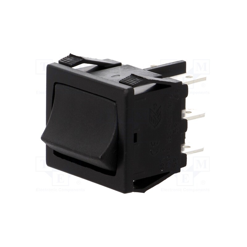 1 pcs x BULGIN - H8670VBBB - ROCKER, DP3T, Pos: 3, ON-OFF-ON, 10A/250VAC, 10A/28VDC, black, none