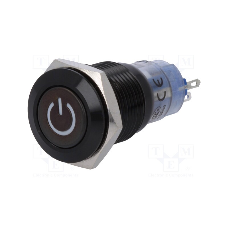 1 pcs x ONPOW - LAS2GQF-11DT/B/12V/A - Switch: vandal resistant, Pos: 2, SPDT, 0.5A/220VAC, 1A/24VDC, IP40