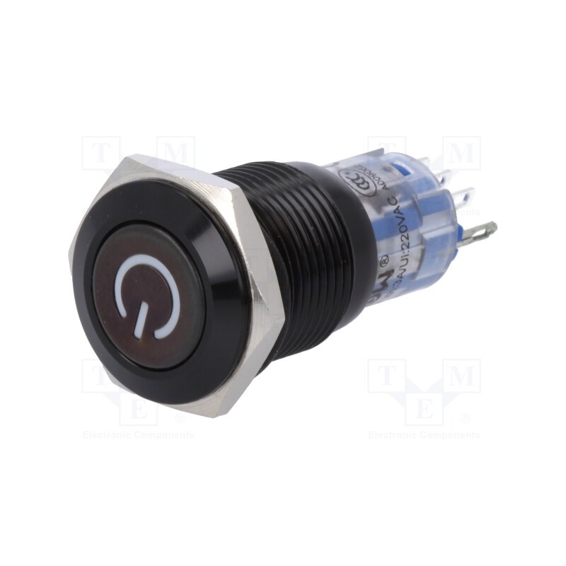 1 pcs x ONPOW - LAS2GQF-11DT/Y/12V/A - Switch: vandal resistant, Pos: 2, SPDT, 0.5A/220VAC, 1A/24VDC, IP40
