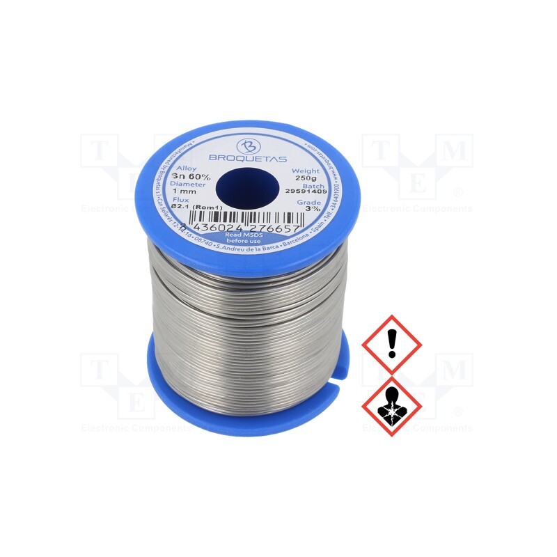 1 pcs x BROQUETAS - - - Solder: for soft soldering, 165÷185g, 183÷190°C, Sn60Pb40