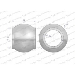 Top connector ball, hardened, category 4, 78x45x64 in