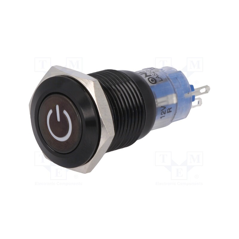 1 pcs x ONPOW - LAS2GQF-11DT/R/12V/A - Switch: vandal resistant, Pos: 2, SPDT, 0.5A/220VAC, 1A/24VDC, IP40