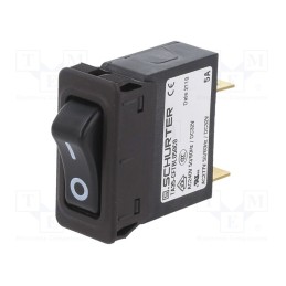 1 pcs x SCHURTER - 4435.0253 - Circuit breaker, Urated: 240VAC, 32VDC, 5A, SPST, Poles: 1, SNAP-IN