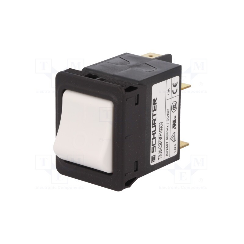 1 pcs x SCHURTER - 4435.0047 - Circuit breaker, Urated: 240VAC, 60VDC, 10A, DPST, Poles: 2, 34x26mm