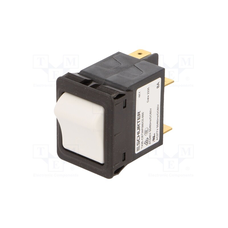 1 pcs x SCHURTER - 4435.0046 - Circuit breaker, Urated: 240VAC, 60VDC, 8A, SNAP-IN, MCB