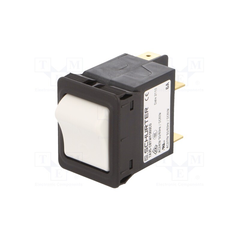1 pcs x SCHURTER - 4435.0042 - Circuit breaker, Urated: 240VAC, 60VDC, 6A, DPST, Poles: 2, SNAP-IN