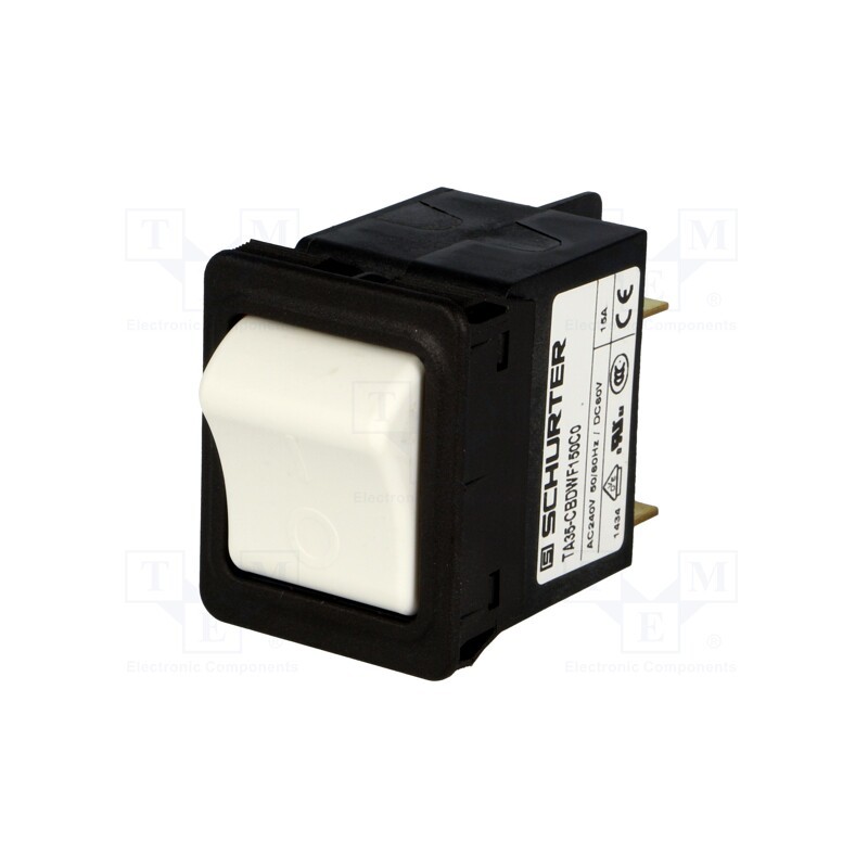 1 pcs x SCHURTER - 4435.0041 - Circuit breaker, Urated: 240VAC, 60VDC, 15A, DPST, Poles: 2, 34x26mm