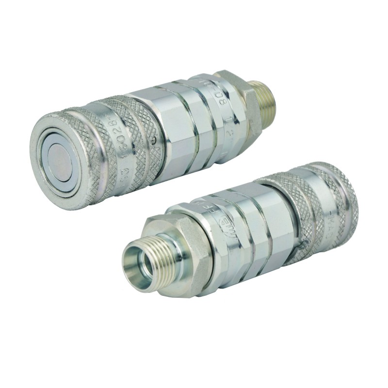 Quick flat connector with dry cut-off M22 socket