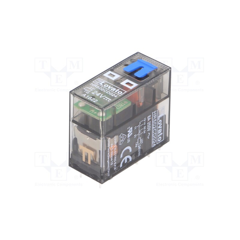 1 pcs x LOVATO ELECTRIC - HR502CD024 - Relay: electromagnetic, DPDT, Ucoil: 24VDC, 8A, 8A/250VAC, 8A/30VDC