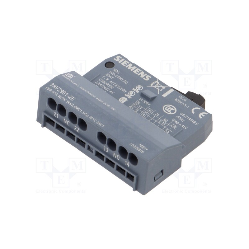 1 pcs x SIEMENS - 3RV2901-2E - Auxiliary contacts, NO + NC, front, Leads: spring clamps, 3RV2