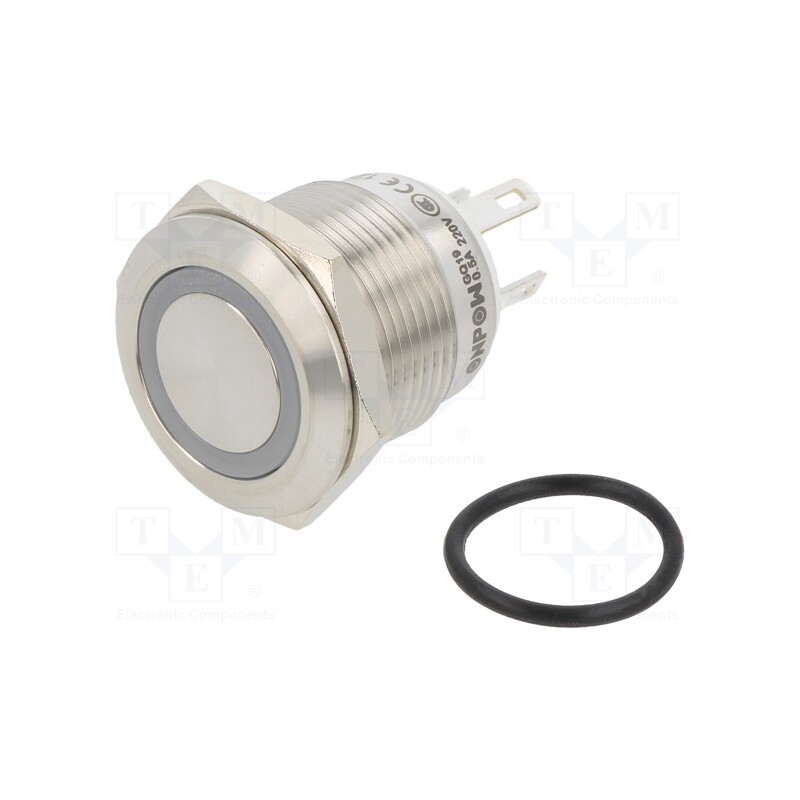1 pcs x ONPOW - GQ19F-10E/J/Y/12V/S - Switch: vandal resistant, Pos: 2, SPST-NO, 0.5A/220VAC, 2A/36VDC