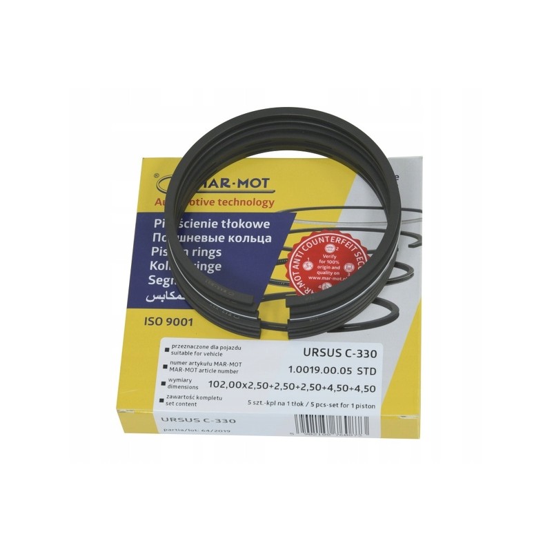 Set of piston rings for the fi102 c330 engine