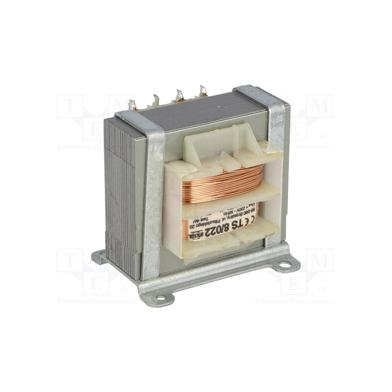 1 pcs x INDEL - TS 8/022 - Transformer: mains, 8VA, 230VAC, 6V, 6V, 650mA, 650mA, Leads: for PCB