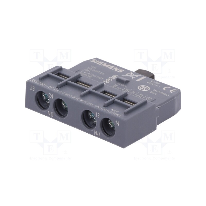 1 pcs x SIEMENS - 3RV2901-1F - Auxiliary contacts, NO x2, front, Leads: screw terminals, 3RV2