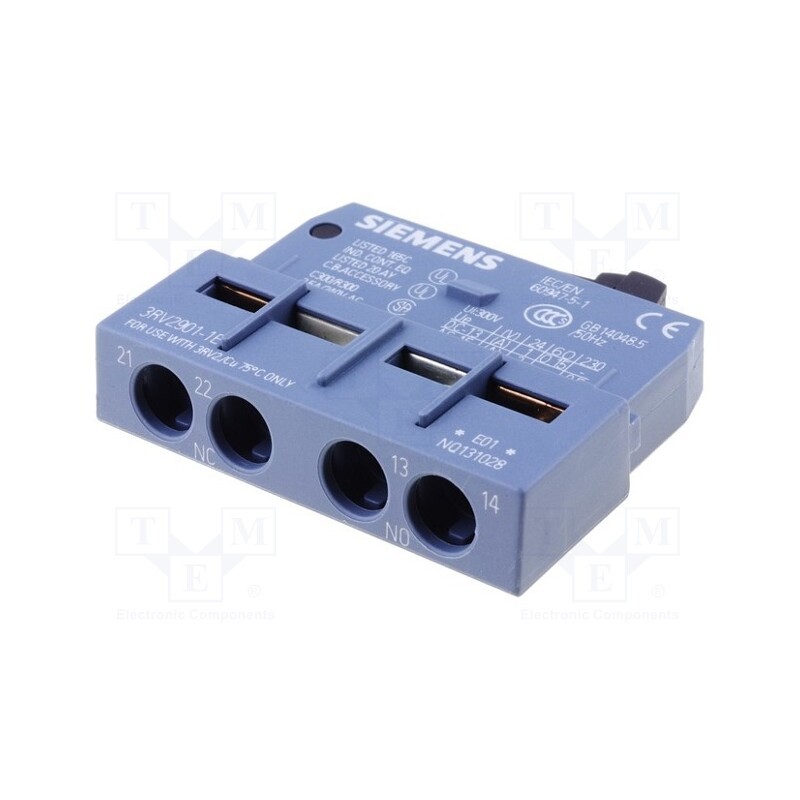 1 pcs x SIEMENS - 3RV2901-1E - Auxiliary contacts, NO + NC, front, Leads: screw terminals, 3RV2