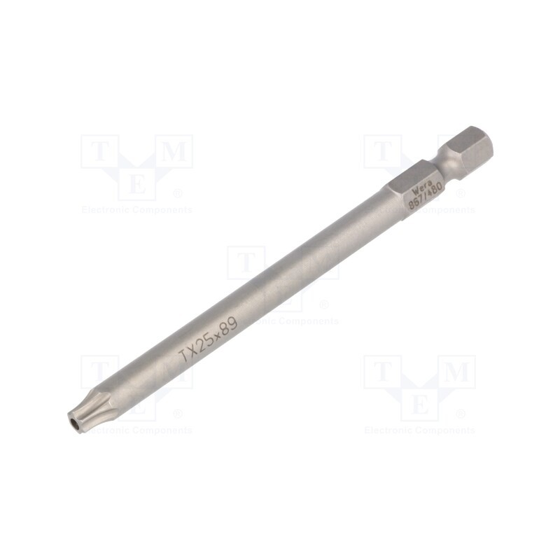 1 pcs x WERA - 5060053001 - Screwdriver bit, Torx®, TX25, Overall len: 89mm