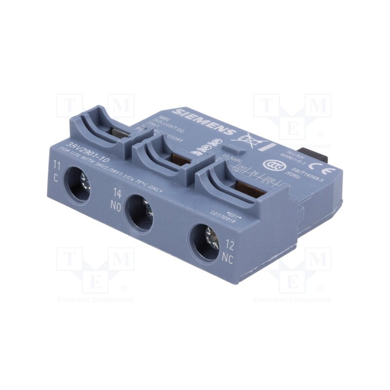 1 pcs x SIEMENS - 3RV2901-1D - Auxiliary contacts, CO, front, Leads: screw terminals, 3RV2