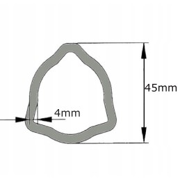 PTO shaft pipe, profiled triangle, 45x4mm, 1m