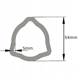 PTO shaft pipe, profiled triangle, 54x5mm, 1m
