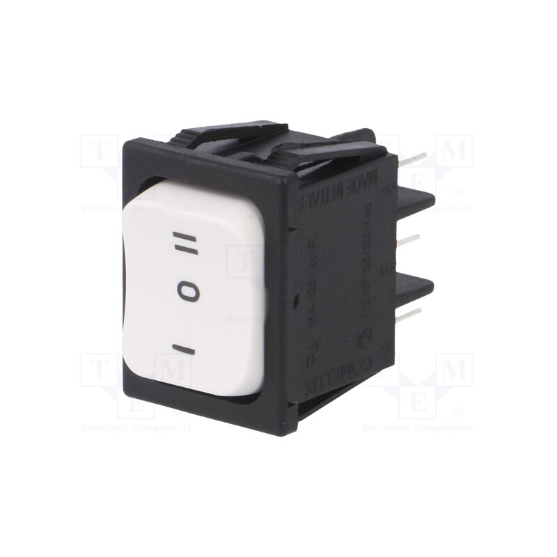 1 pcs x COMELUX - 4010C3004MF - ROCKER, SP3T, Pos: 3, ON-OFF-ON, 16A/250VAC, white, max.125°C, 40