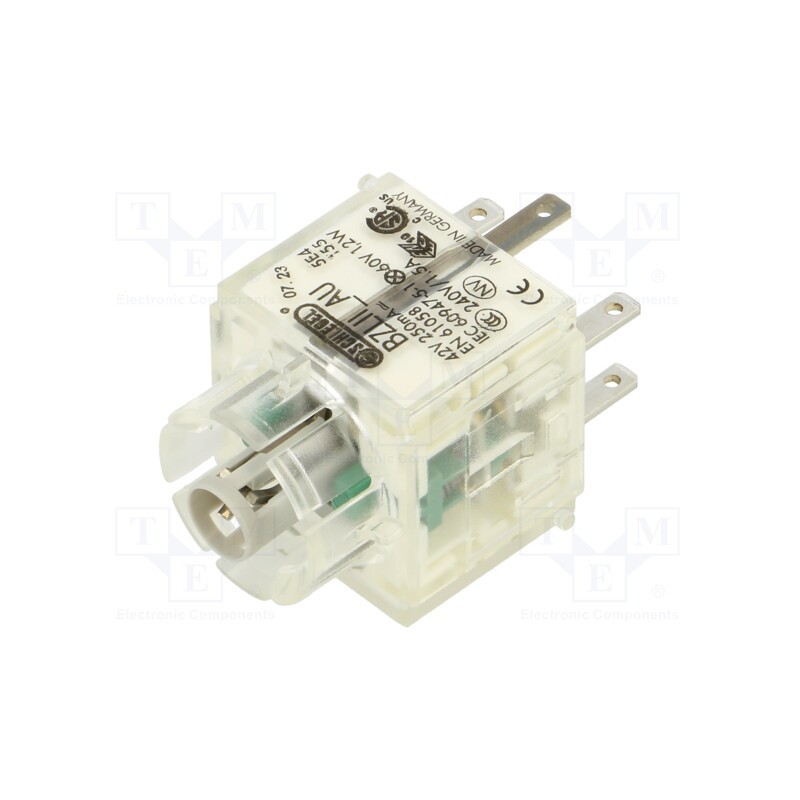 1 pcs x SCHLEGEL - BZLII_AU - Contact block, -30÷70°C, Illumin: yes, IP00, Contacts: NO x2, 3mm