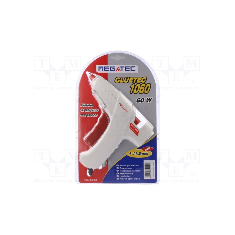 1 pcs x MEGATEC - MG1060 - Hot melt glue gun, Ø: 11mm, Effic: 18g/min, 60W, max.193°C, 230VAC