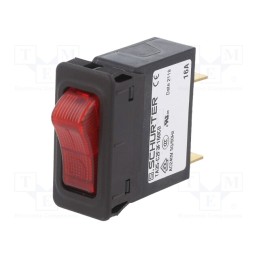 1 pcs x SCHURTER - 4435.0507 - Circuit breaker, Urated: 240VAC, 32VDC, 16A, SPST, Poles: 1, SNAP-IN