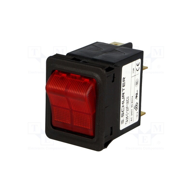 1 pcs x SCHURTER - 4435.0193 - Circuit breaker, Urated: 240VAC, 60VDC, 10A, DPST, Poles: 2, 34x26mm