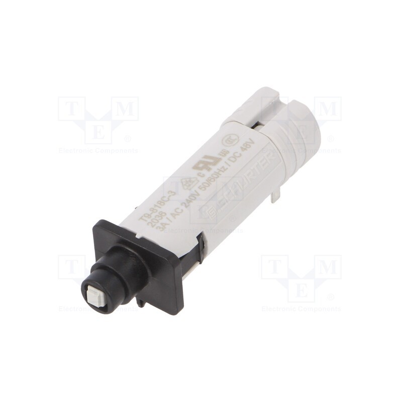1 pcs x SCHURTER - 4404.0096 - Circuit breaker, Urated: 240VAC, 48VDC, 3A, SPST, Poles: 1, SNAP-IN