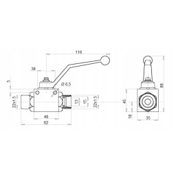 Hydraulic manual ball valve, 2-way, M22, 60l