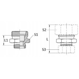 Straight reducing connector m22x1 5 15l m18x1 5 12l