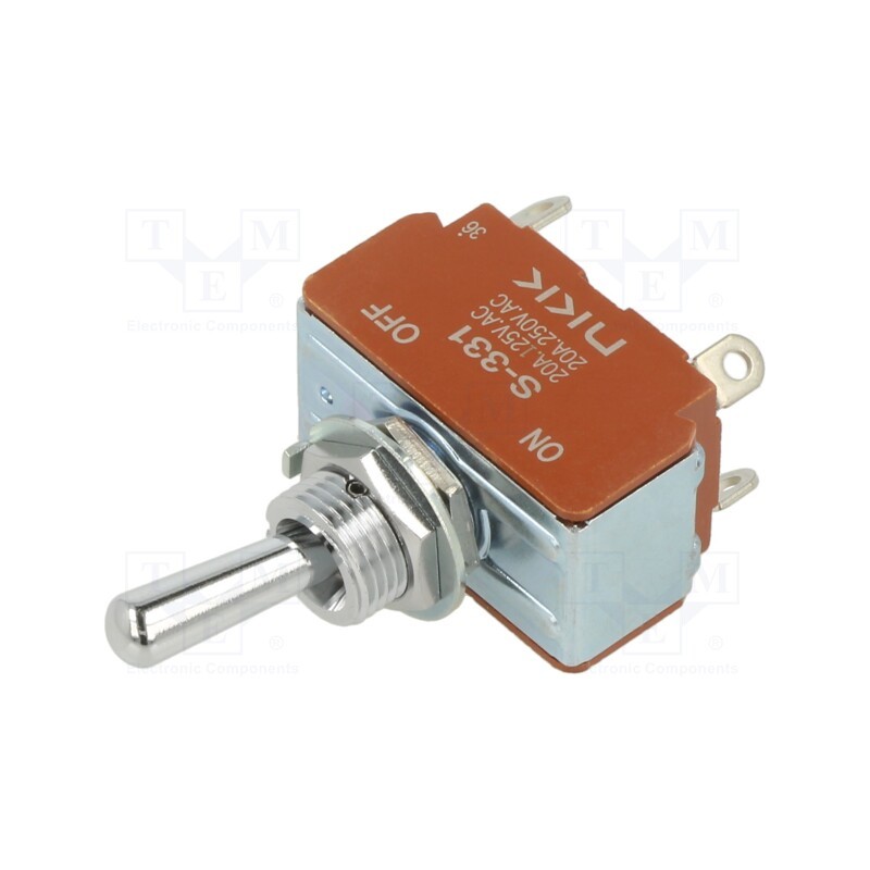 1 pcs x NKK SWITCHES - S331 - Switch: toggle, Pos: 2, DPST, ON-OFF, 20A/250VAC, 20A/30VDC, panel