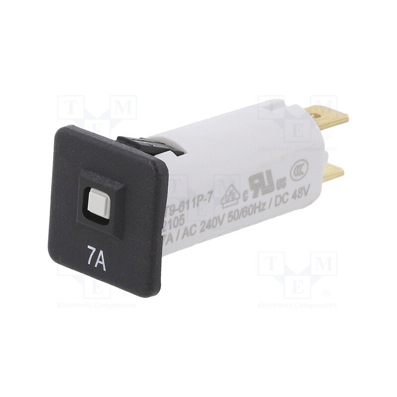 1 pcs x SCHURTER - 4404.0009 - Circuit breaker, 240VAC, 48VDC, 7A, SPST, Poles: 1, Ø16mm, 1.5kV