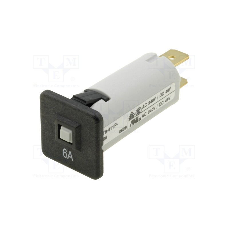 1 pcs x SCHURTER - 4404.0002 - Circuit breaker, 240VAC, 48VDC, 6A, SPST, Poles: 1, Ø16mm, 1.5kV